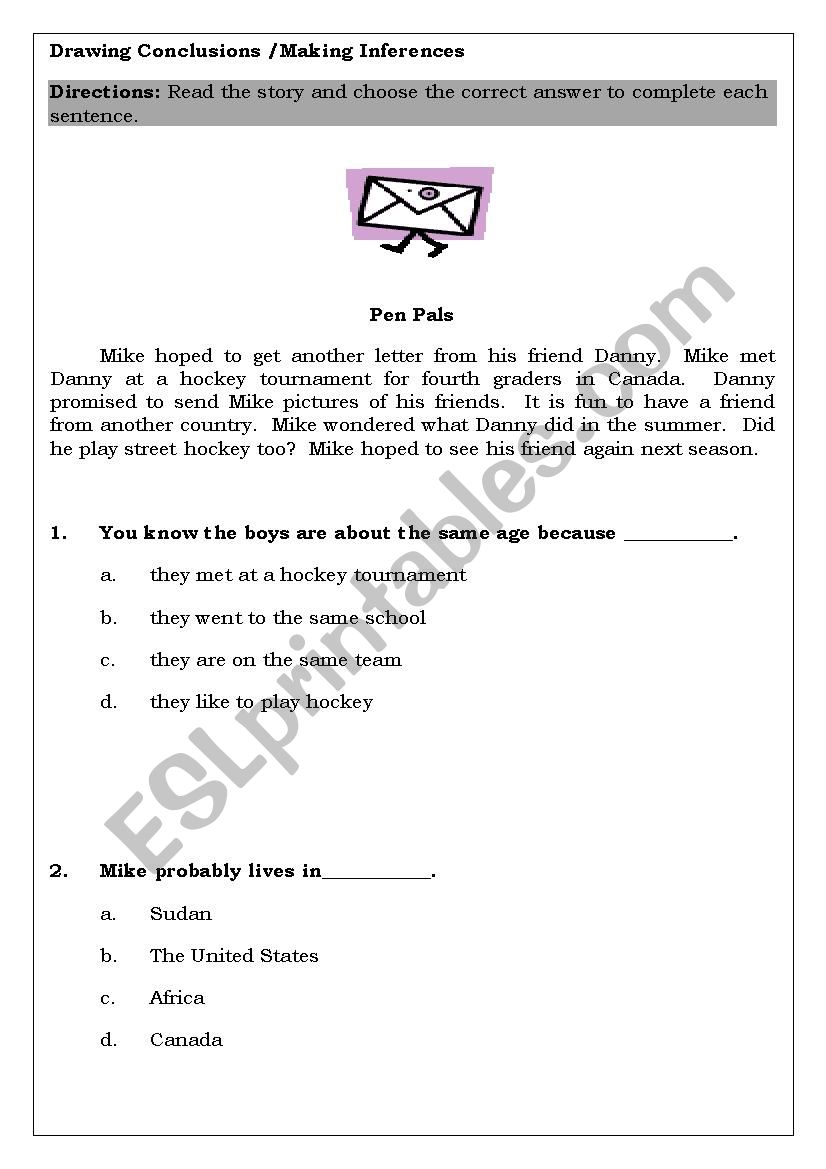 Drawing Conclusions worksheet