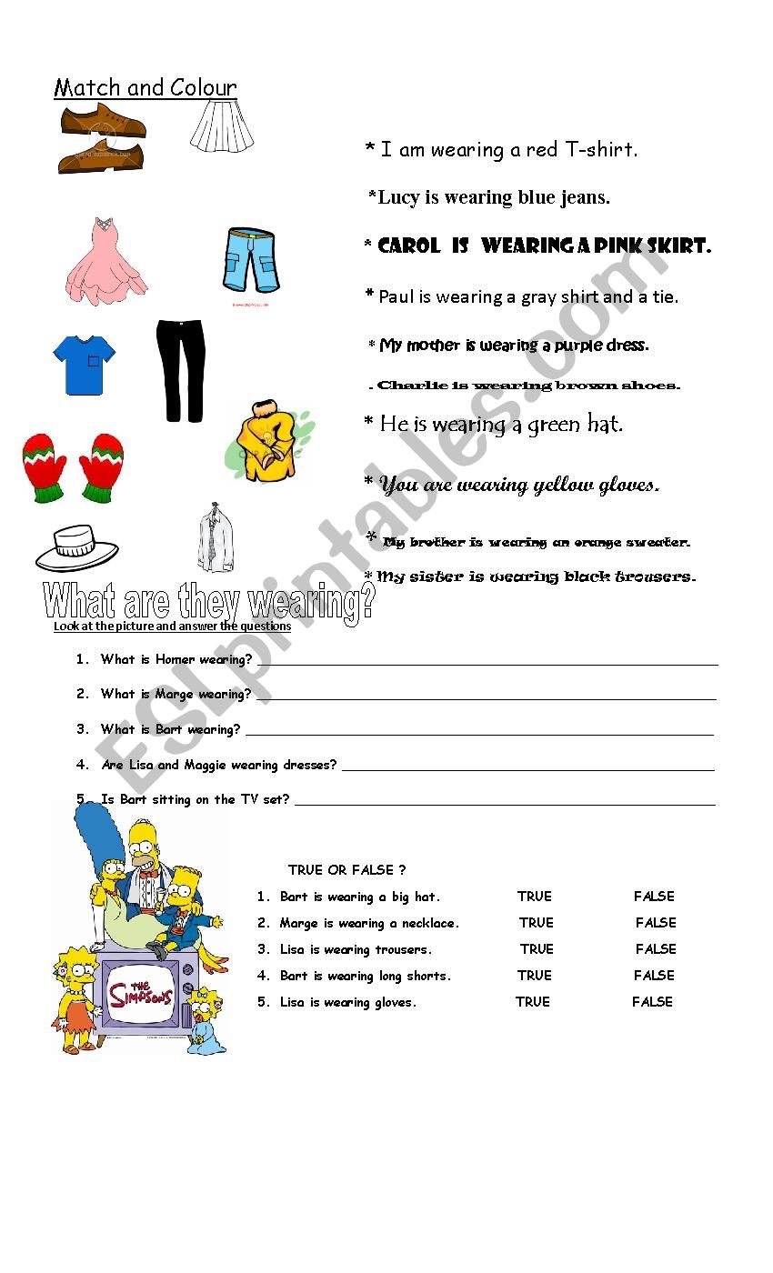 clothes worksheet