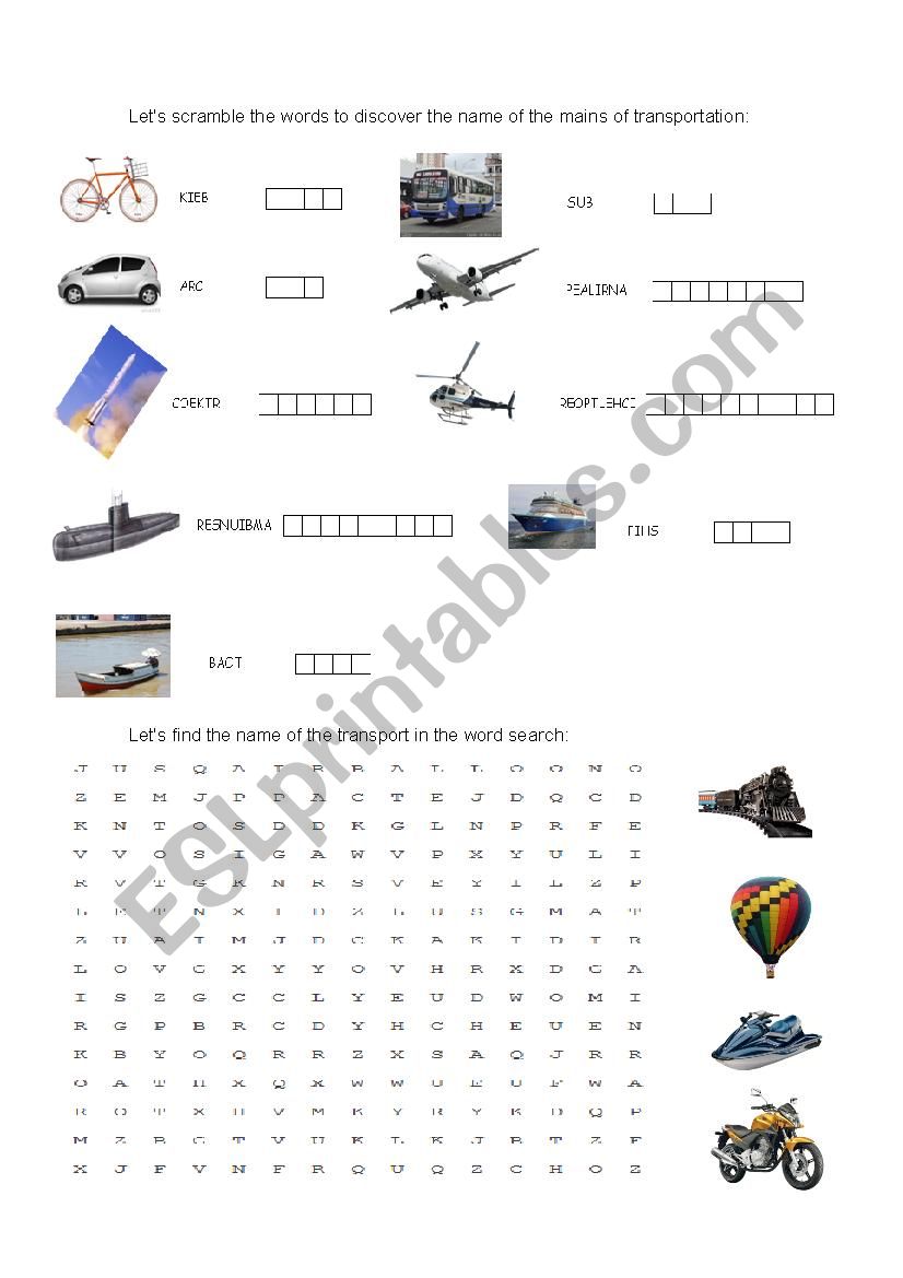 Transports worksheet