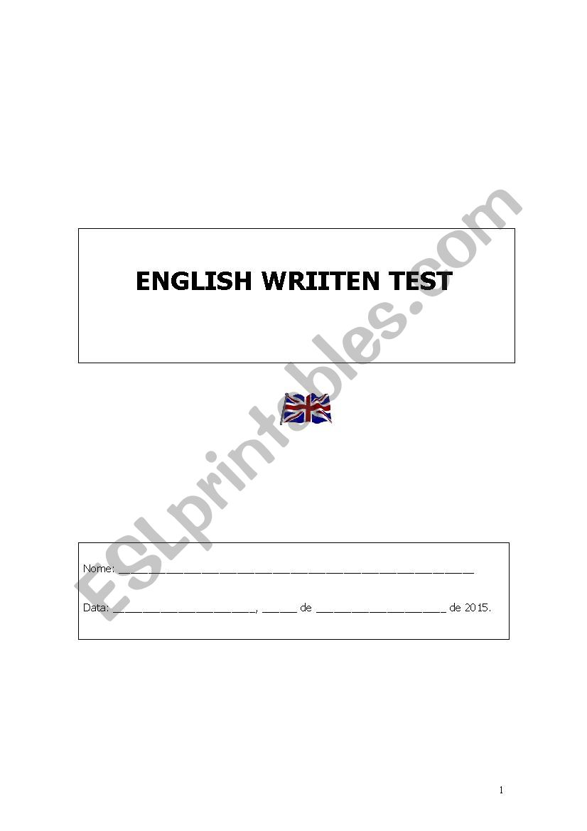 English Written Test worksheet