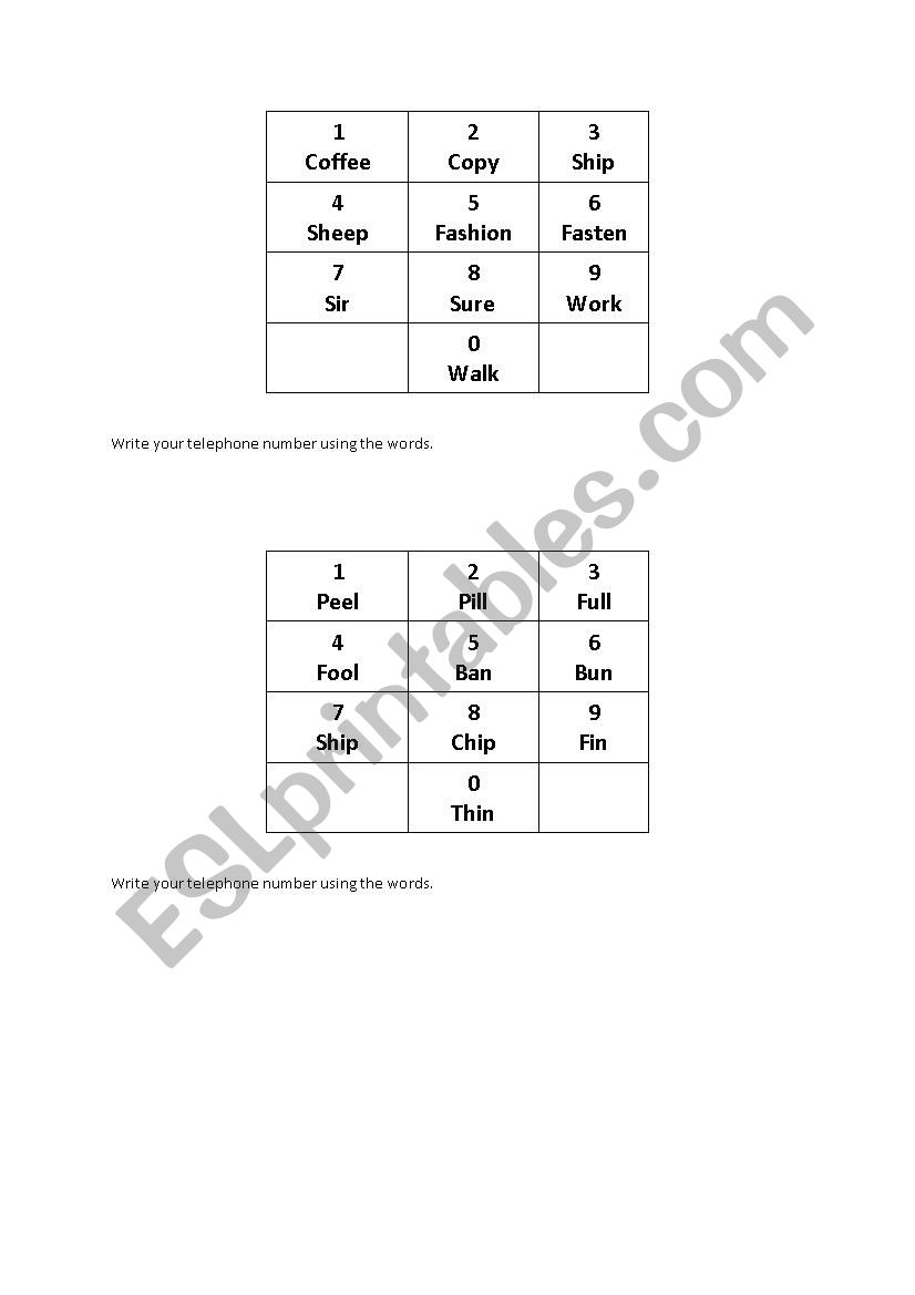 Minimal Pairs Telephone Numbers