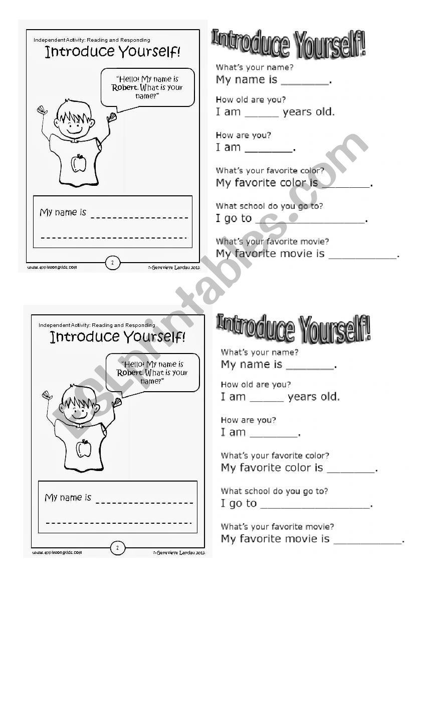 INTRODUCE YOURSELF worksheet