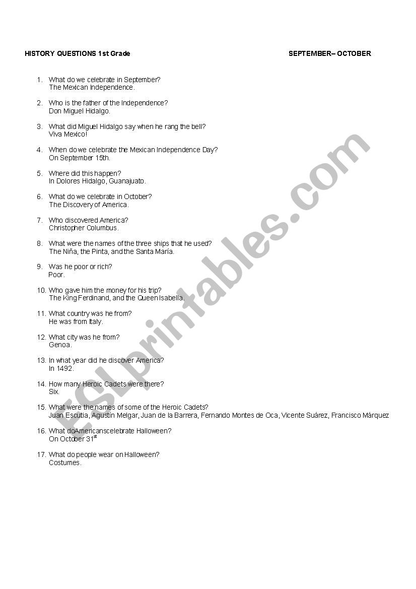 mexican history questionary worksheet