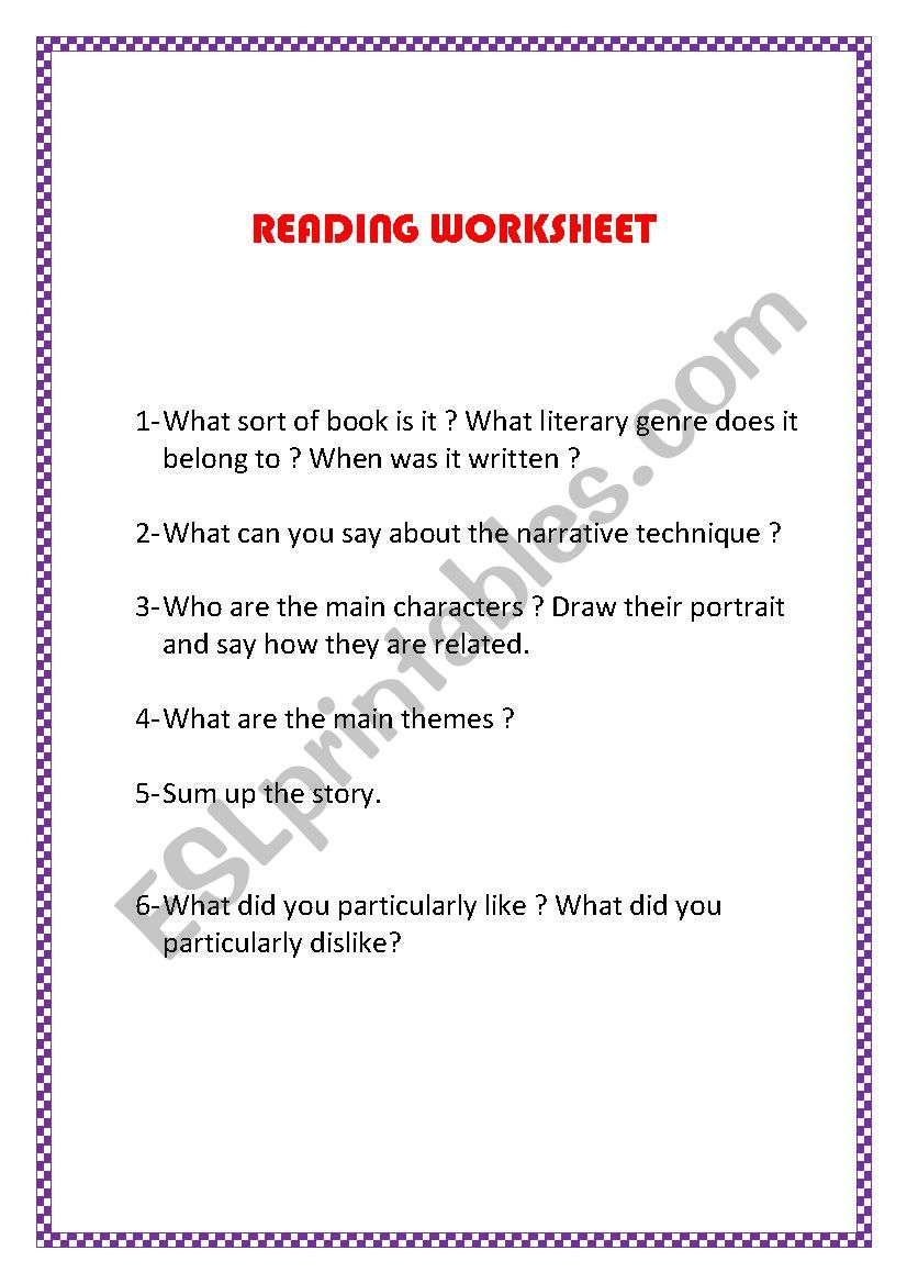 Reading worksheet worksheet