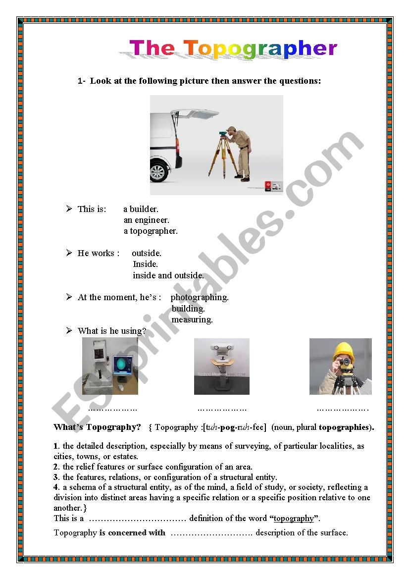 The topographer worksheet