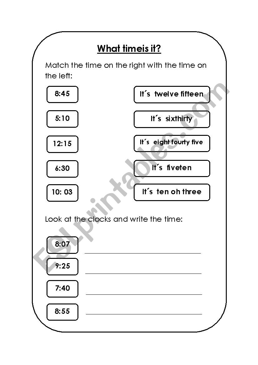 What Time Is It ESL Worksheet By Kuak