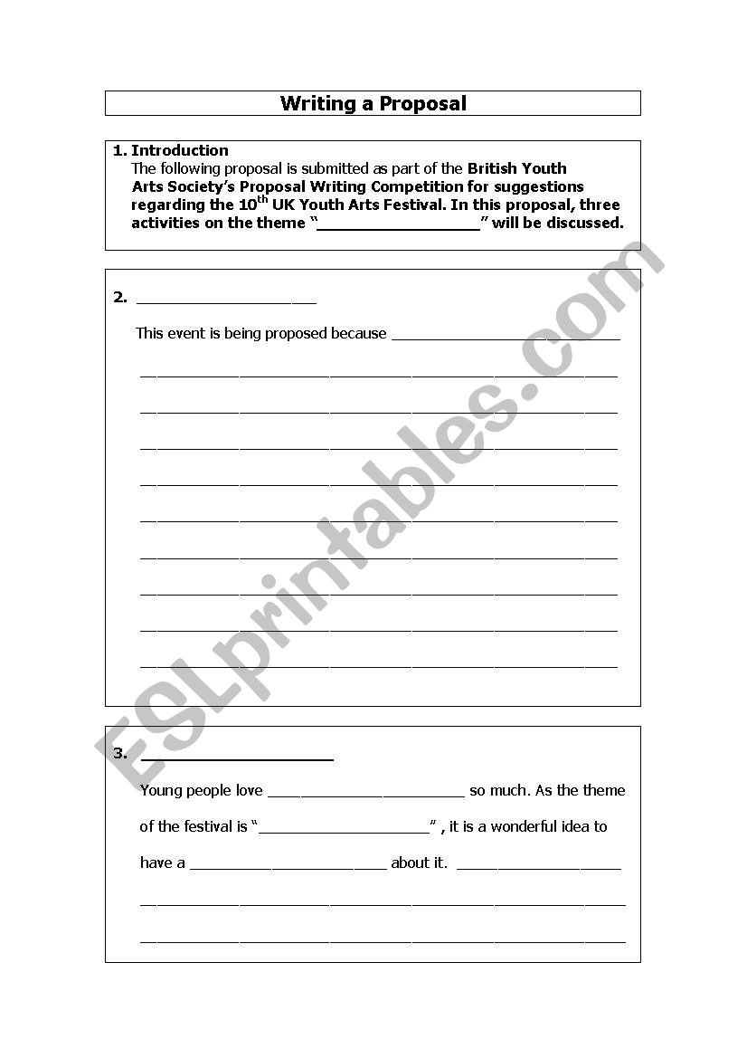 Writing a proposal - ESL worksheet by misscool