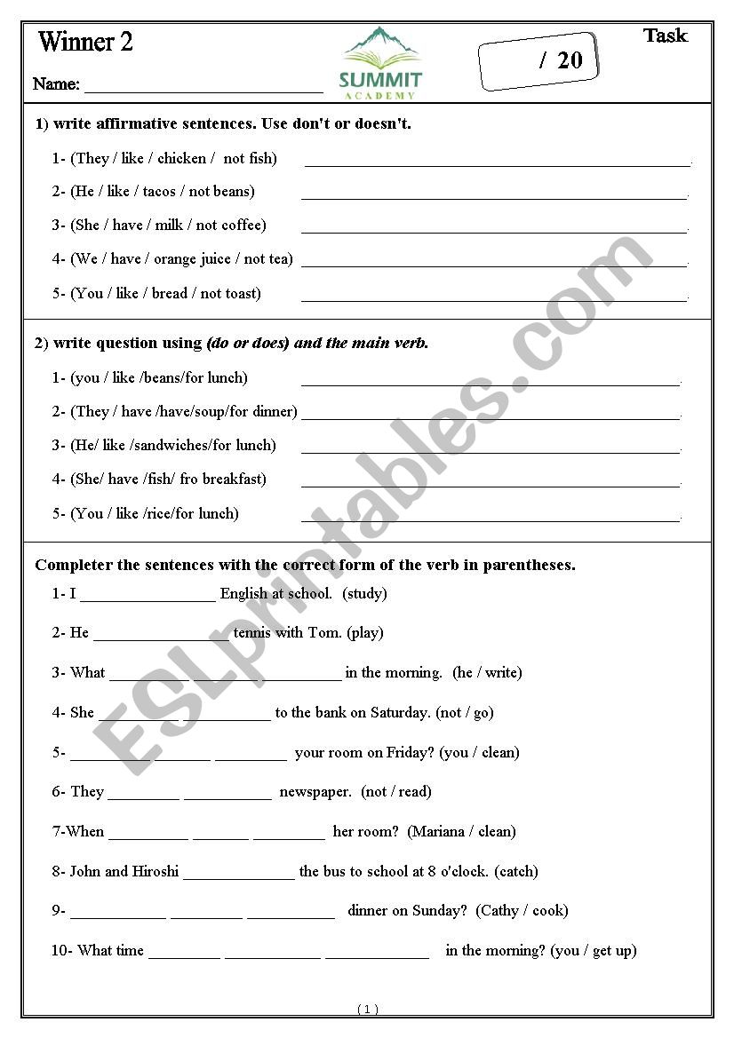 The Simple Present Tense worksheet