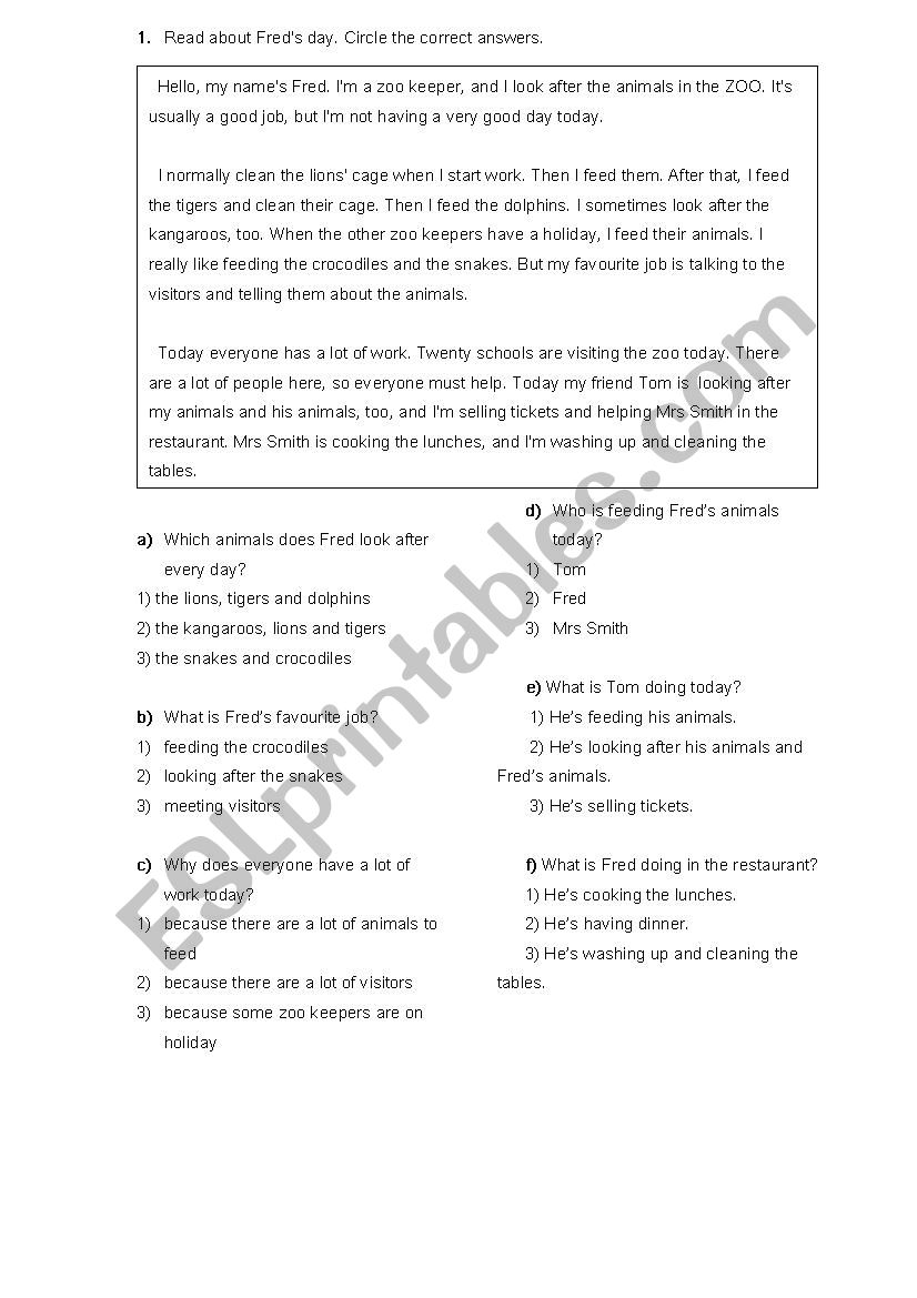 Comprehension exercises 2 worksheet