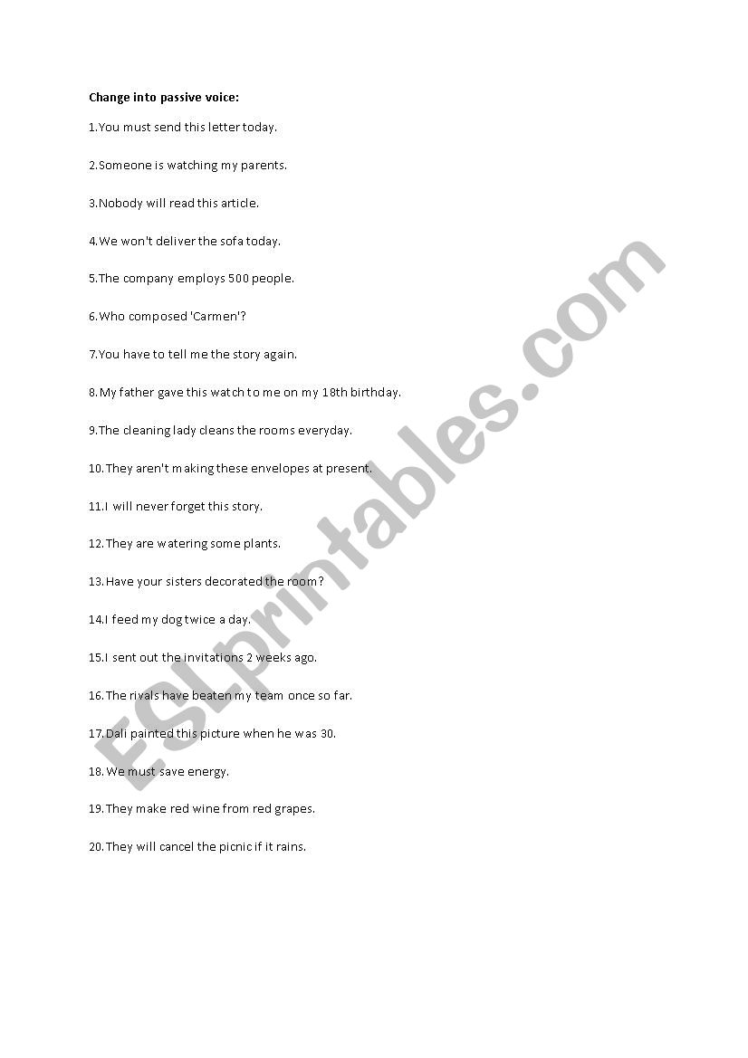 passive voice worksheet