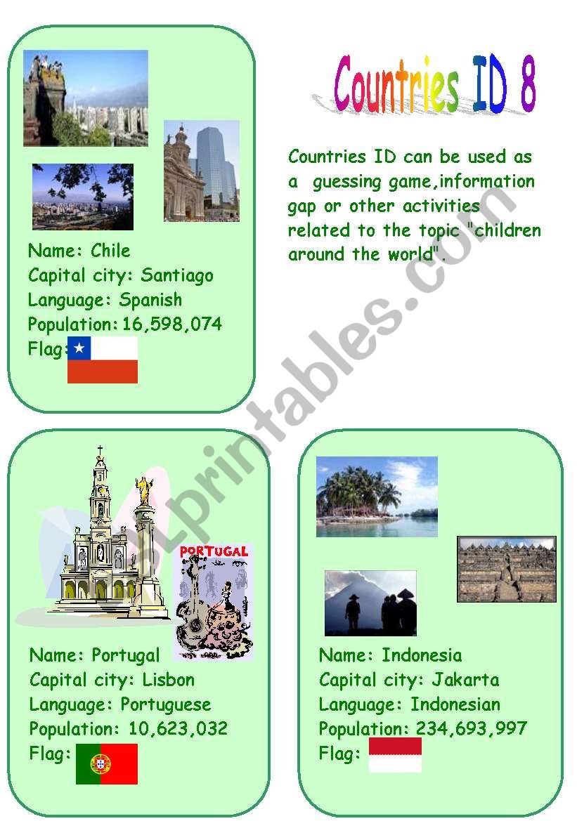 Countries Id 8 worksheet