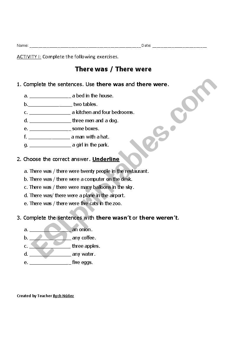 There was / There were - ESL worksheet by ilych77