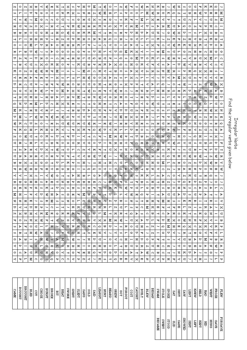 Irregular Verbs Puzzle worksheet