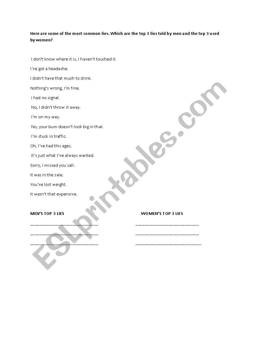 Warm Up  worksheet