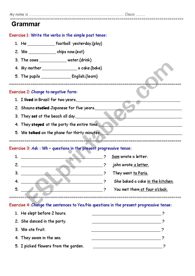 simple past tense worksheet