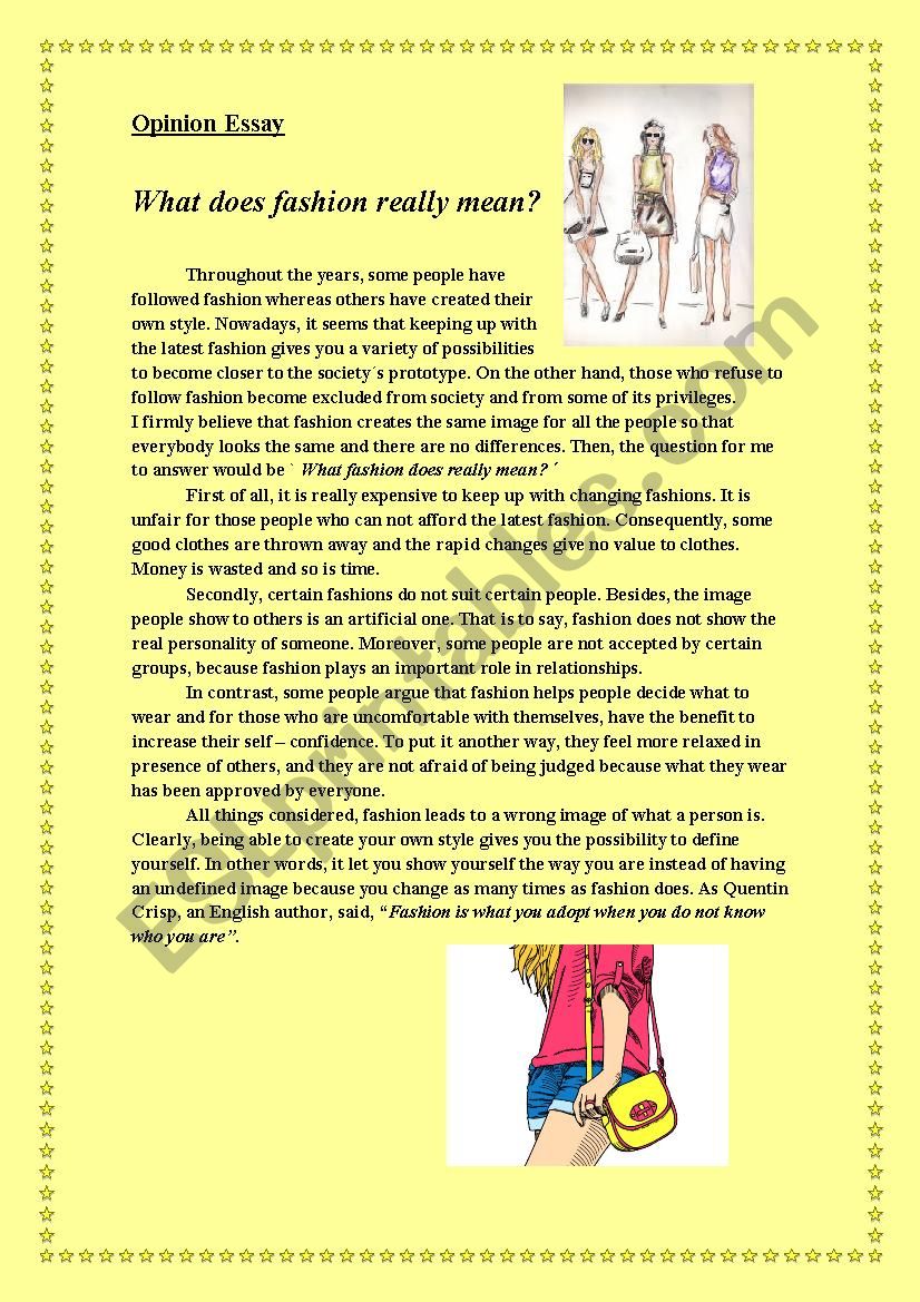 good essay topics on fashion