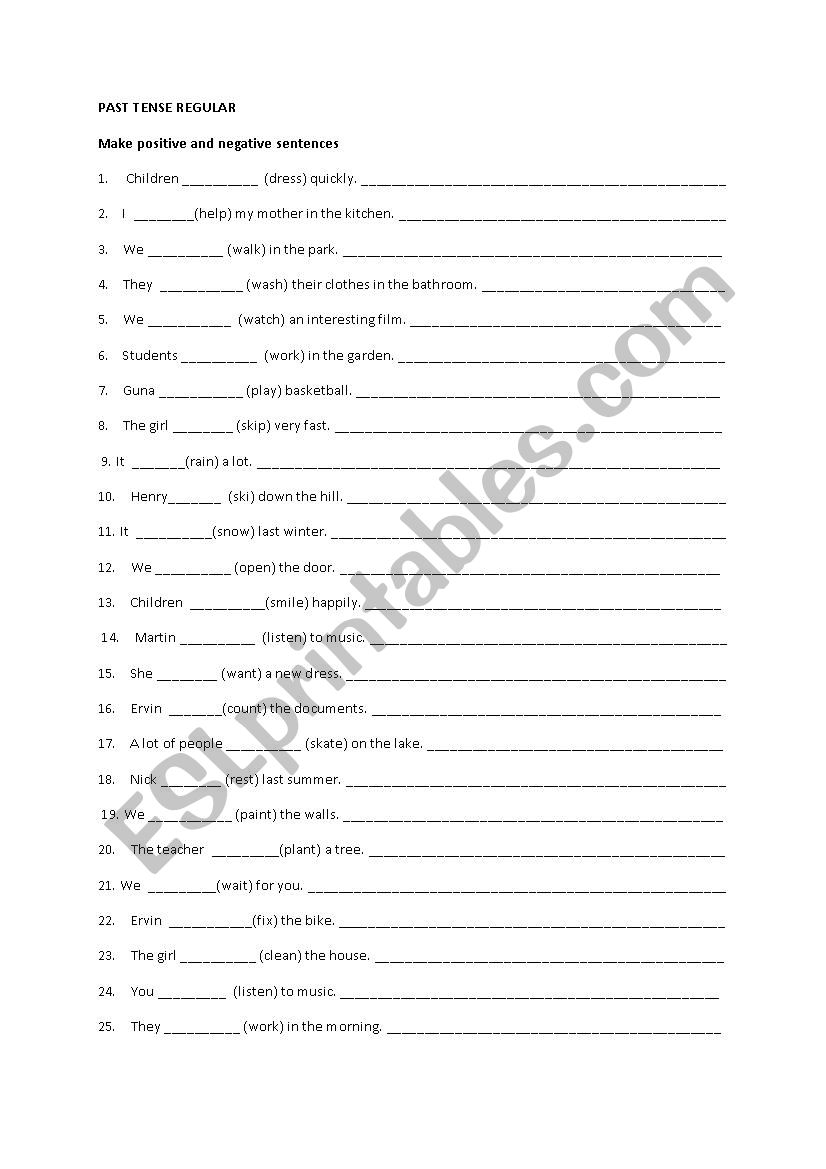 Past tense regular - ESL worksheet by sonculiak