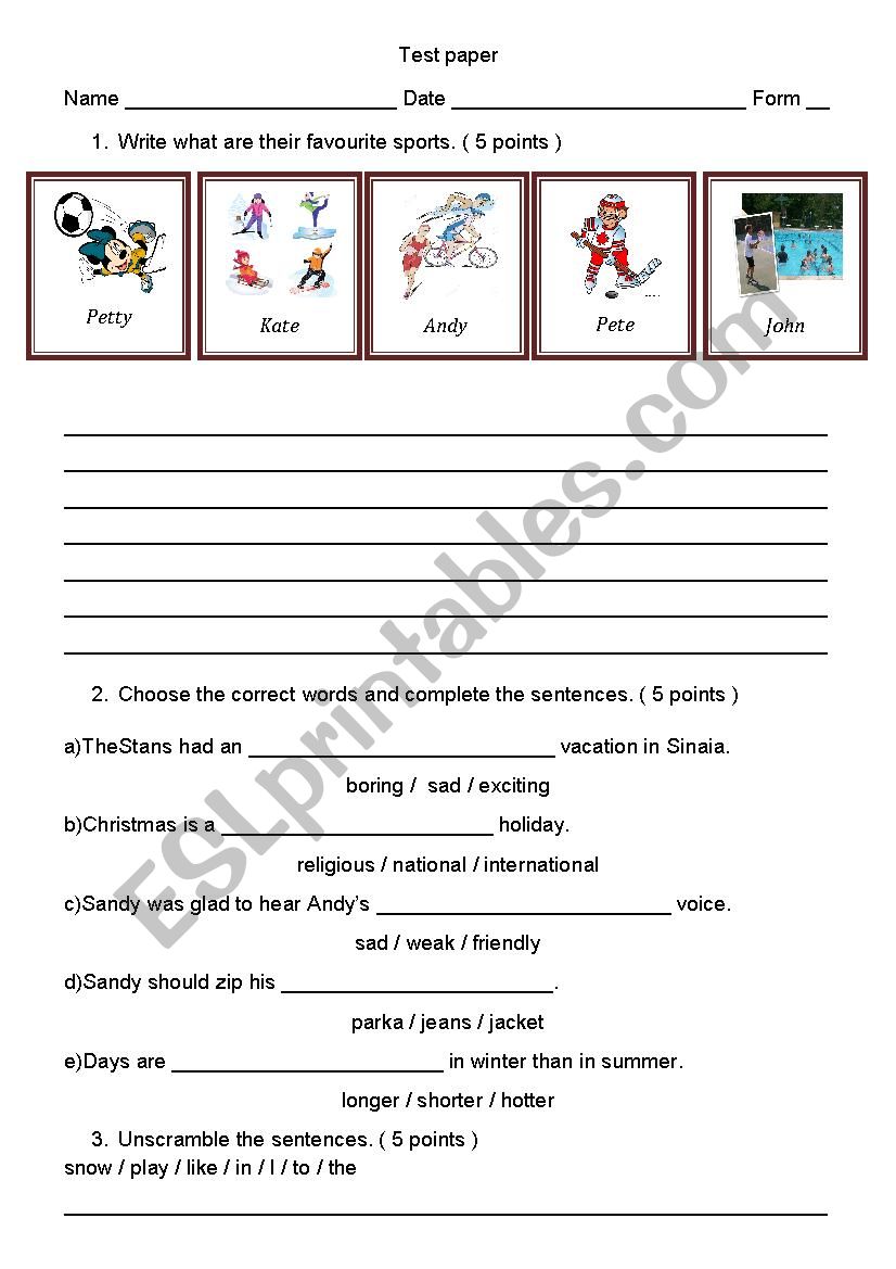 TEST PAPER (consolidation of language)