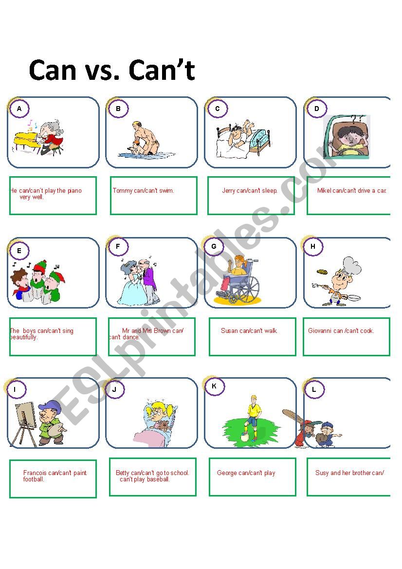 Can and Can´t - ESL worksheet by heikeo53