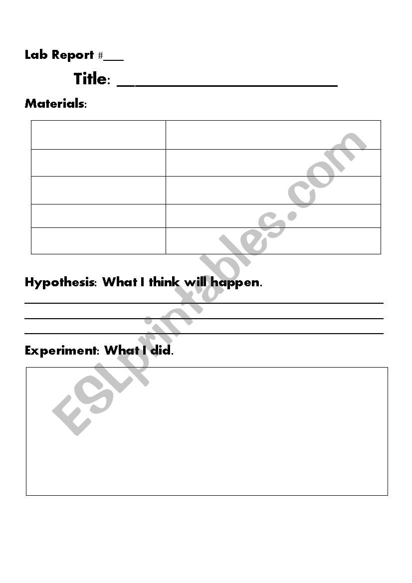 Lab Report worksheet