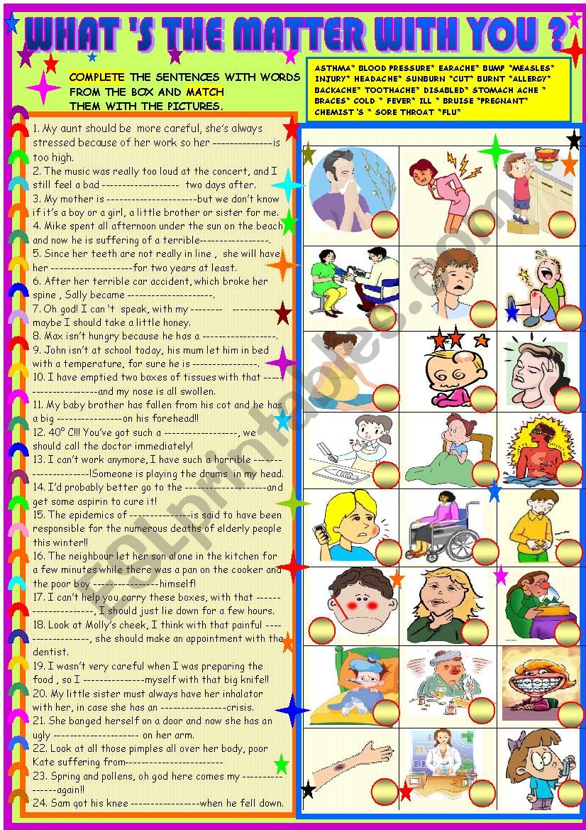 Health Problems In Sentences ESL Worksheet By Spied d aignel