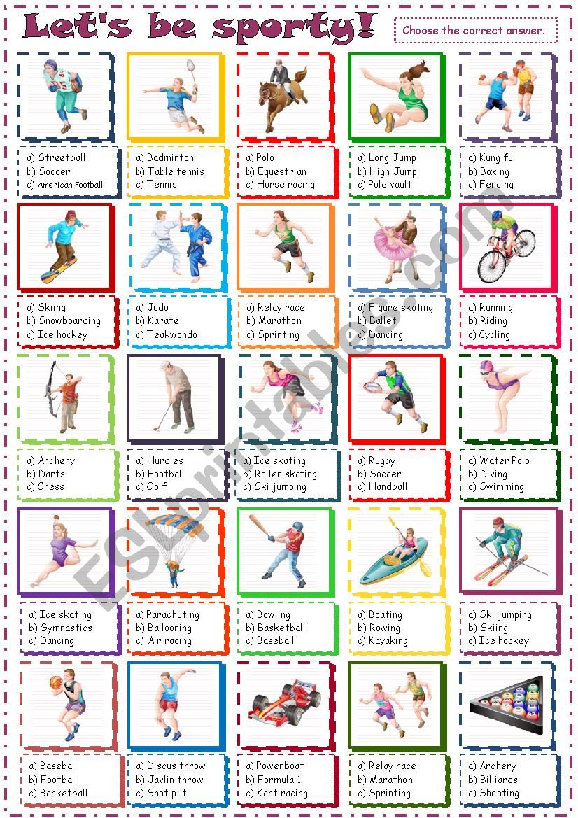 Let´s be sporty! - ESL worksheet by Krümel