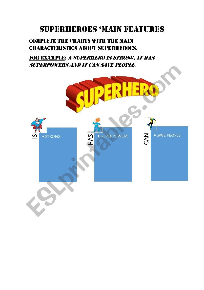 Superheroes worksheet