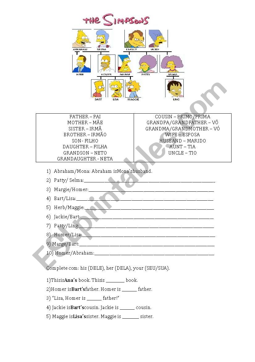 Family tree worksheet