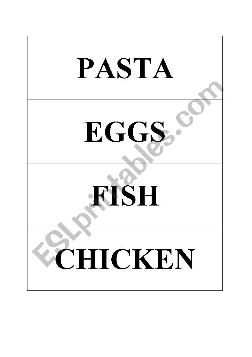 Food Word Cards worksheet