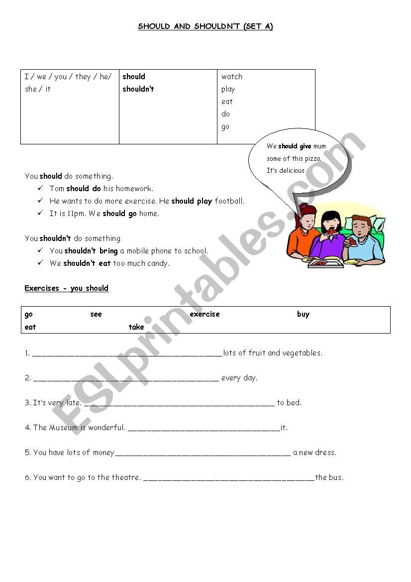 Using should and shouldnt - classroom rules