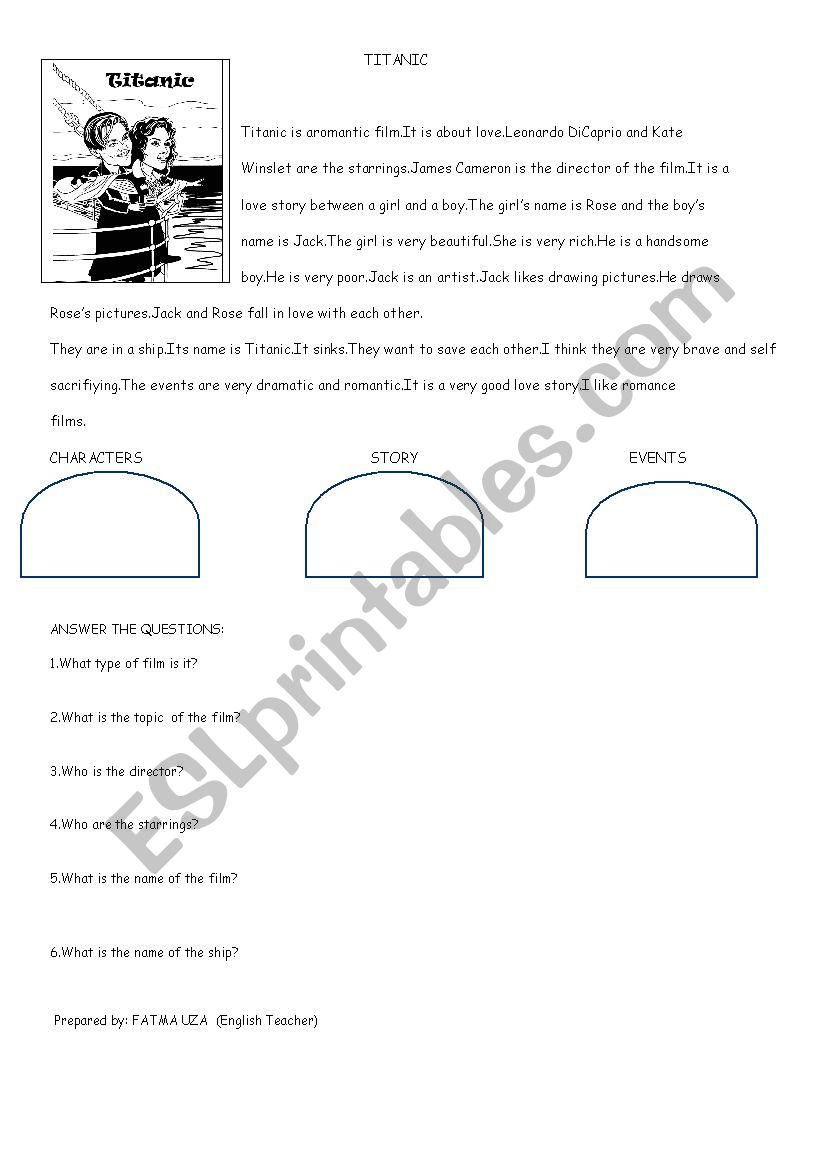 Titanic worksheet