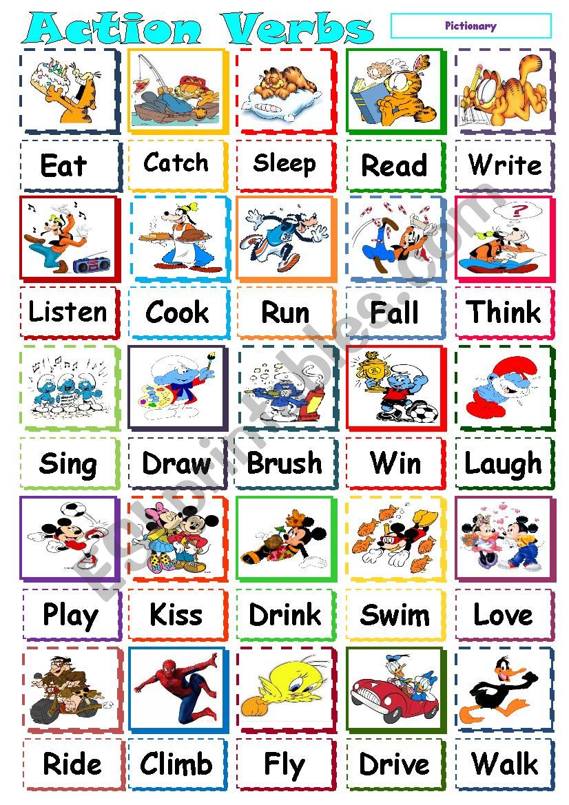 Printable List Of Action Verbs 