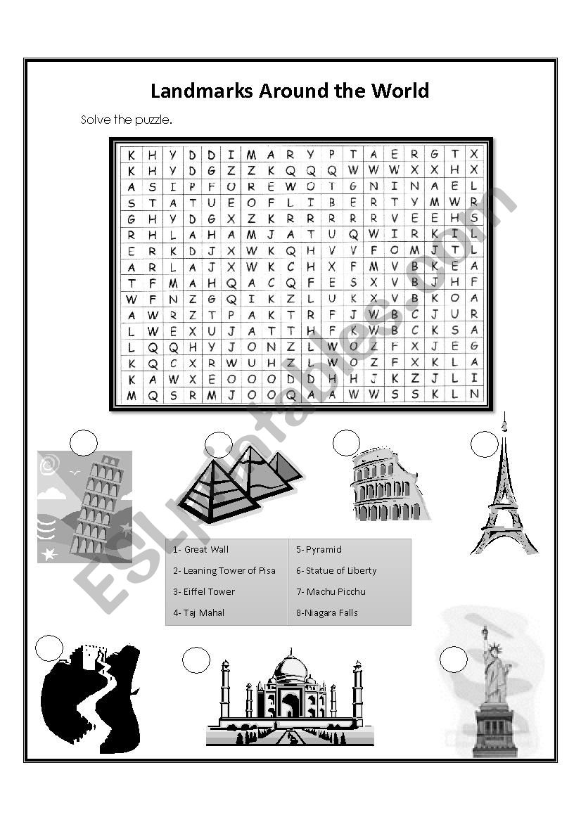 Puzzle_landmarks worksheet