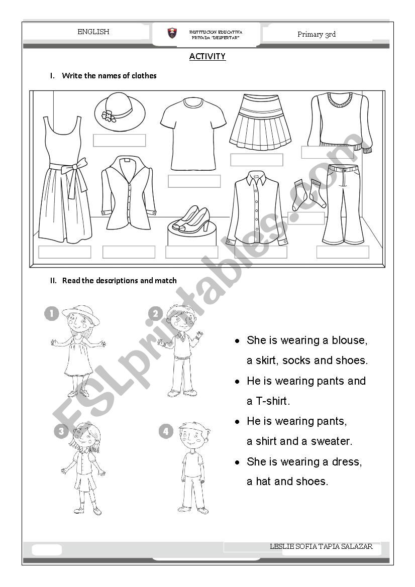 Clothes - ESL worksheet by Leslie Tapia Salazar
