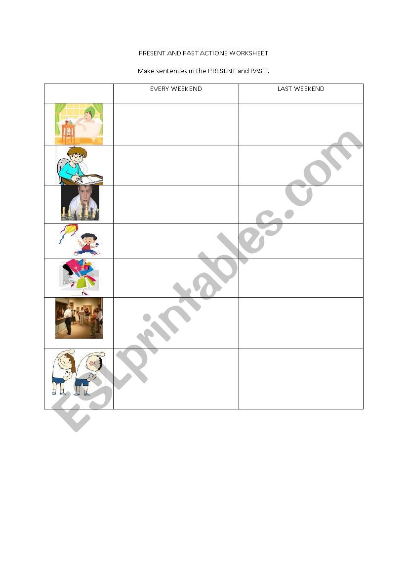 PRESENT AND PAST ACTIONS worksheet