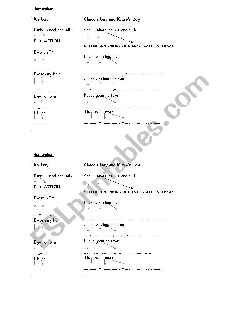 3rd person systematization worksheet