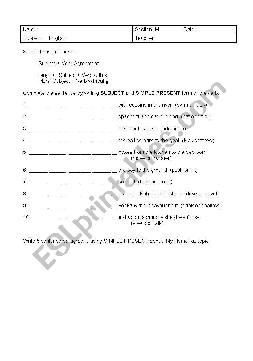 Simple Present  worksheet