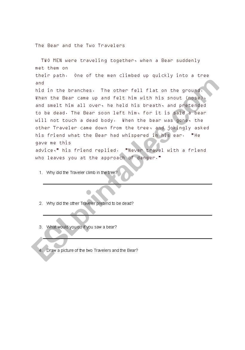 English worksheets: Aesop´s Fables Worksheet