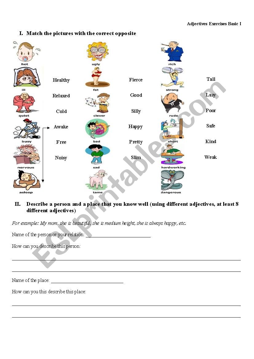 Adjectives worksheet