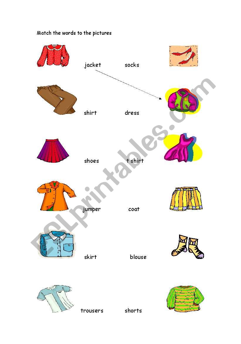 Clothes Match - ESL worksheet by Lolabirdie