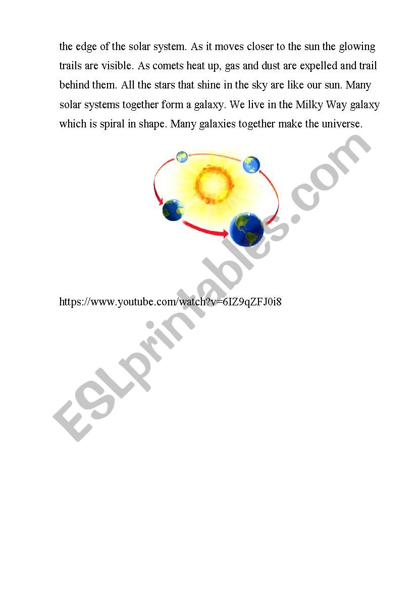 The Solar System Video Esl Worksheet By Lizaxxx93