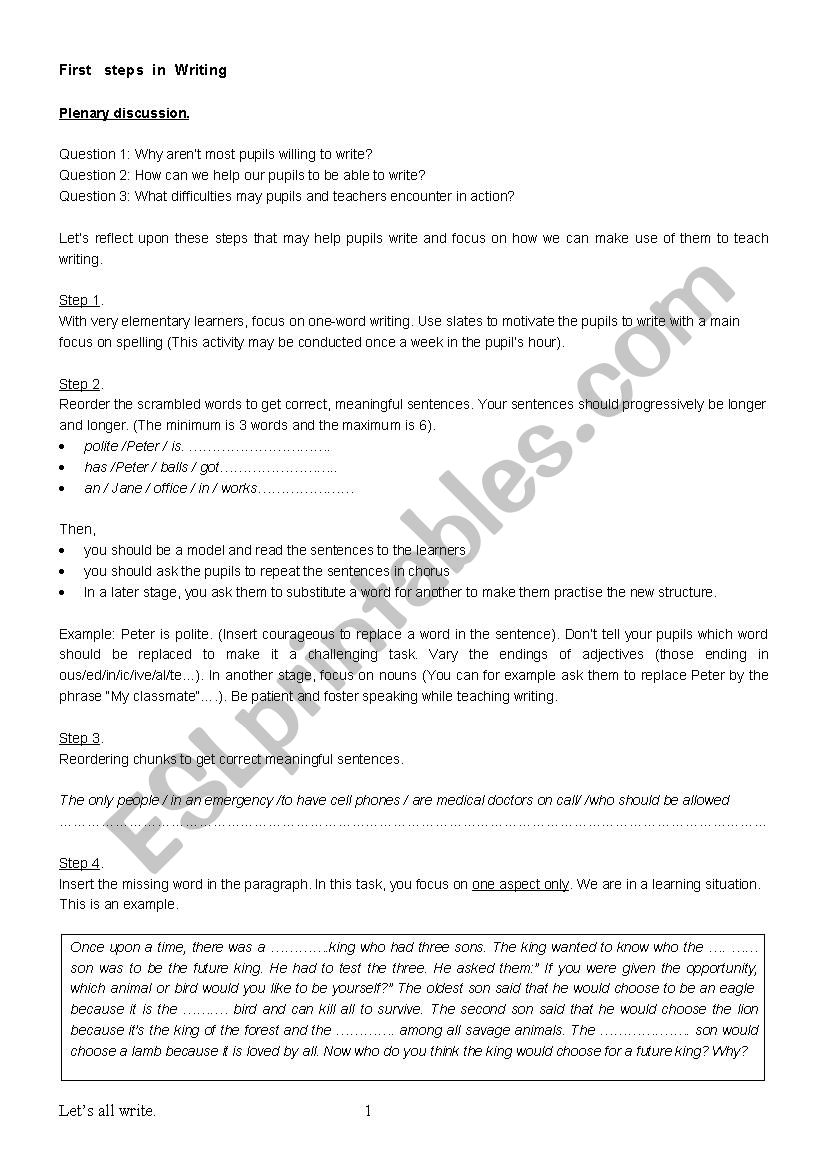 Writing - ESL worksheet by Rzouga