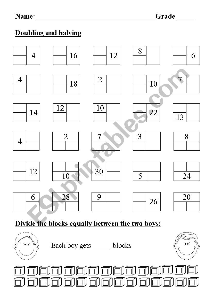 Doubling And Halving Worksheets