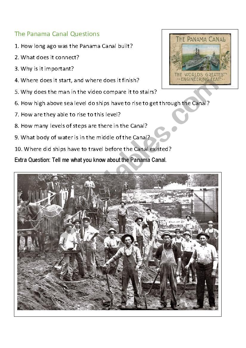 The History Of The Panama Canal Esl Worksheet By Richardtucker