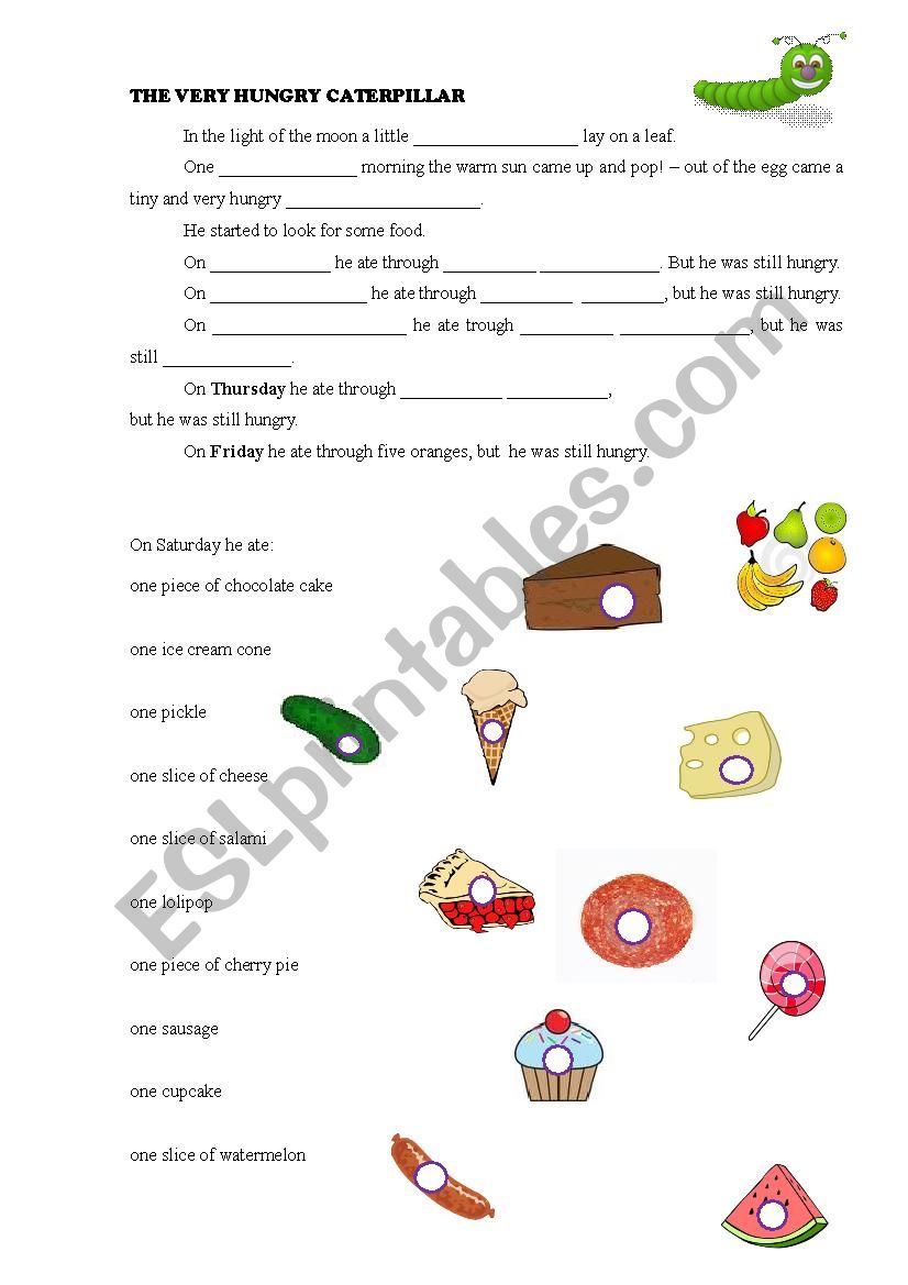 The very hungry Catterpillar worksheet
