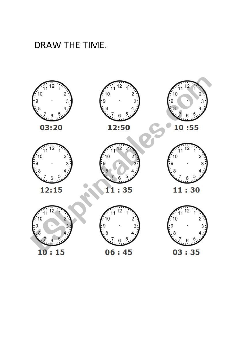 Draw the time worksheet