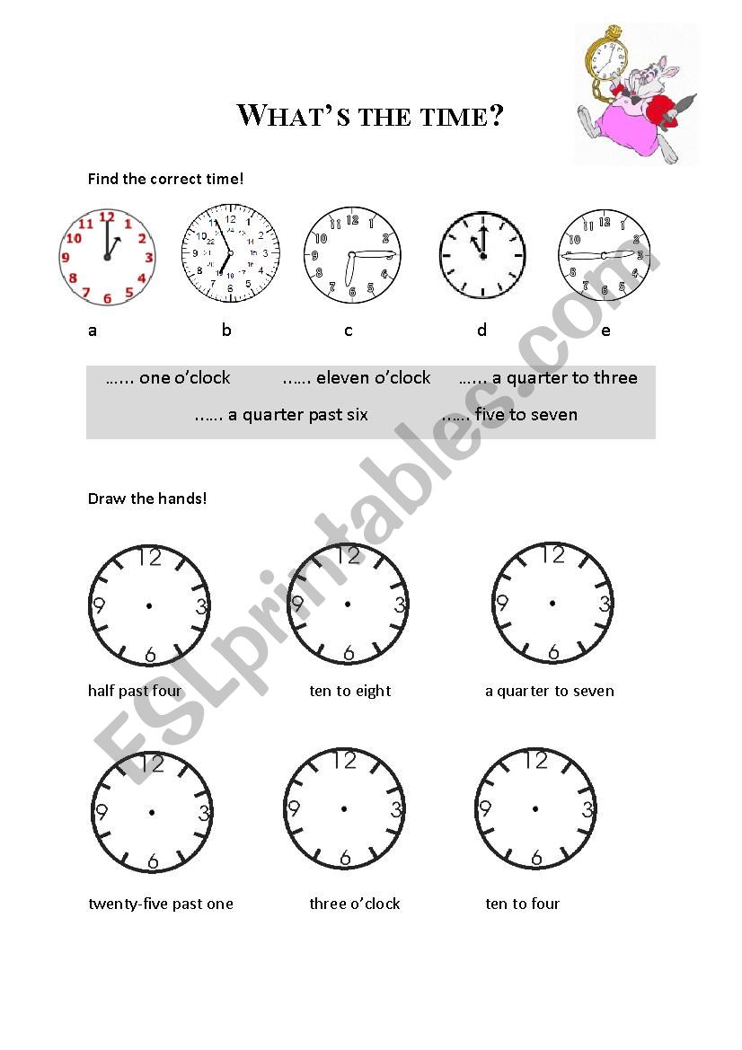 Whats the time worksheet