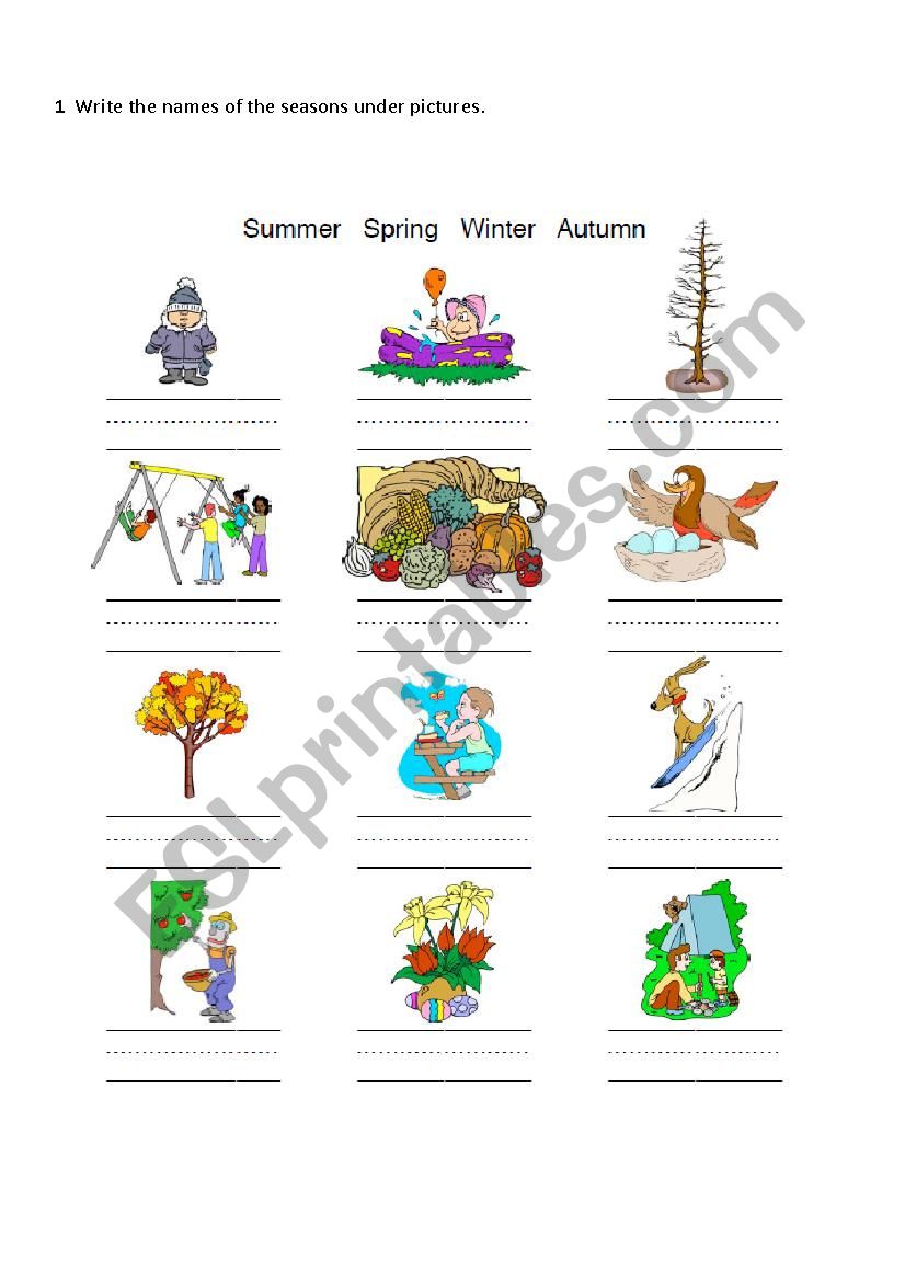 seasons worksheet