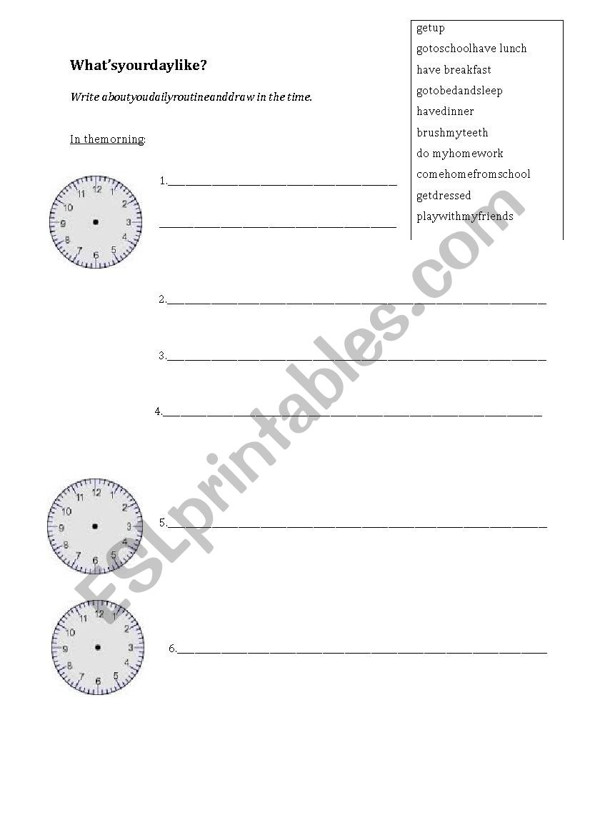 Whats your day like? worksheet