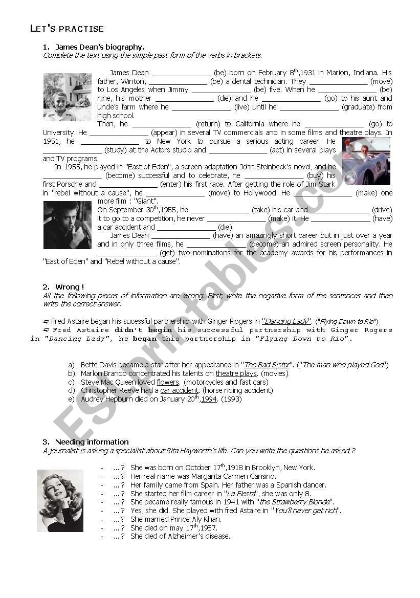 let´s practise - past simple - ESL worksheet by feenanou